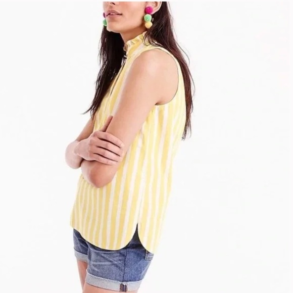 J. Crew Ruffle Neck Tank in Wide Stripe Cotton - Picture 3 of 8